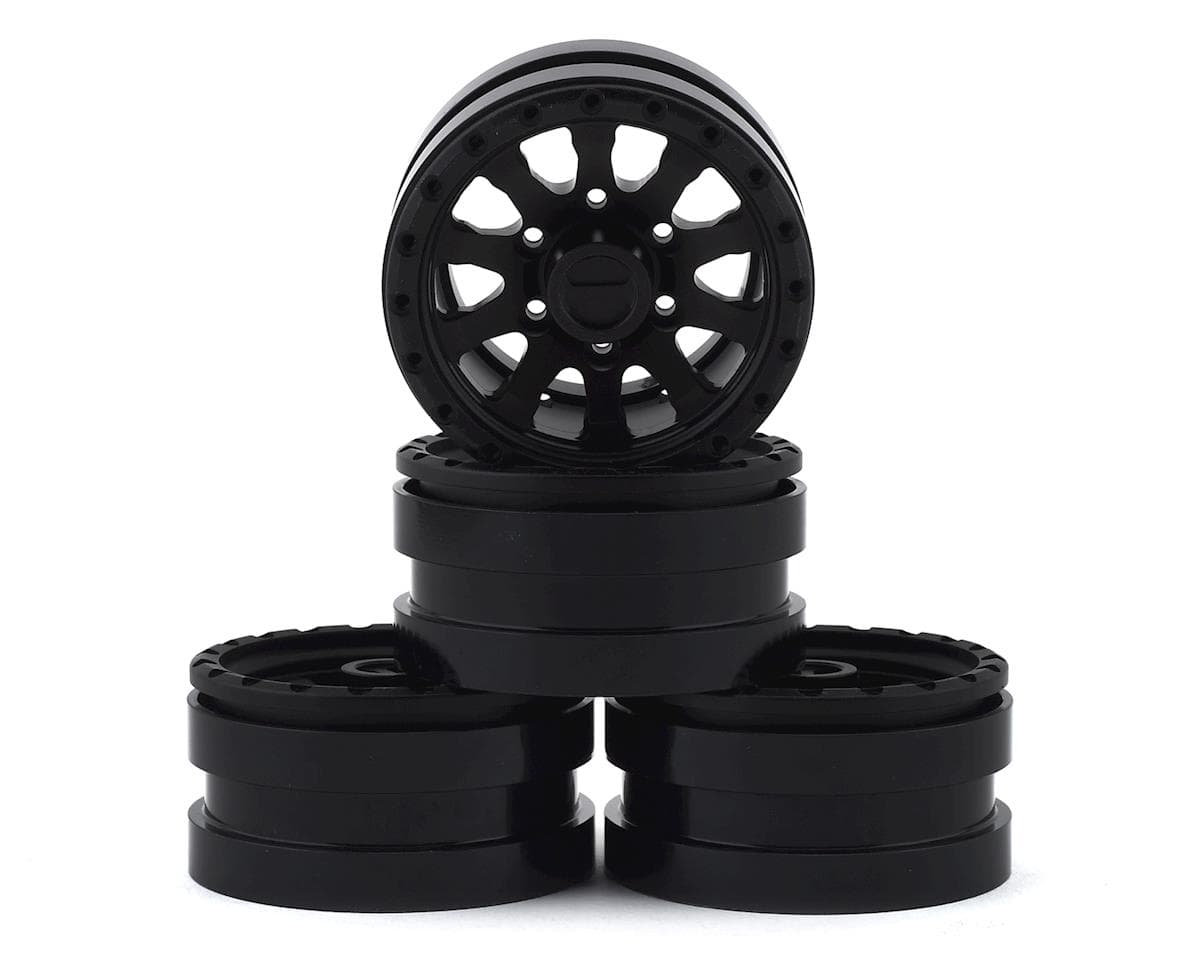 Pit Bull Tires Raceline Clutch 1.55 Aluminum Beadlock Crawler Wheels (Black) (4) w/12mm Hex