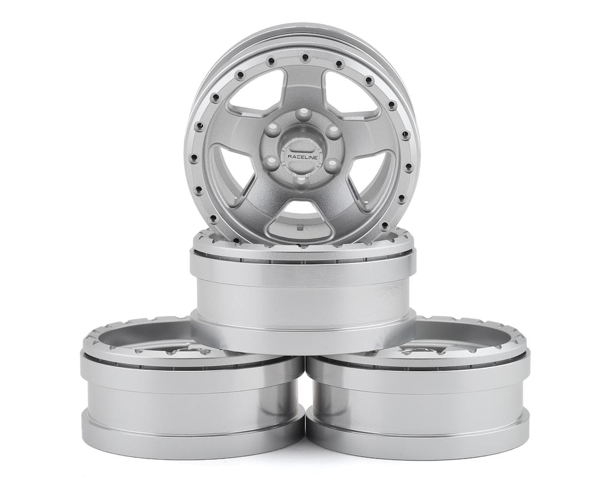 Pit Bull Tires Raceline Combat 1.9" Aluminum Beadlock Wheels (Silver) (4) w/12mm Hex