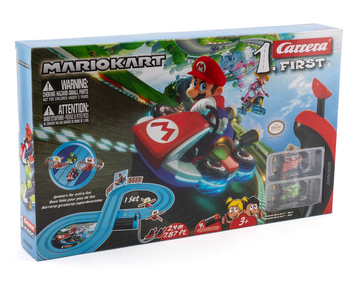 Carrera First Mario Kart Slot Car Racing Track Set (Mario vs Yoshi) w/Spinners