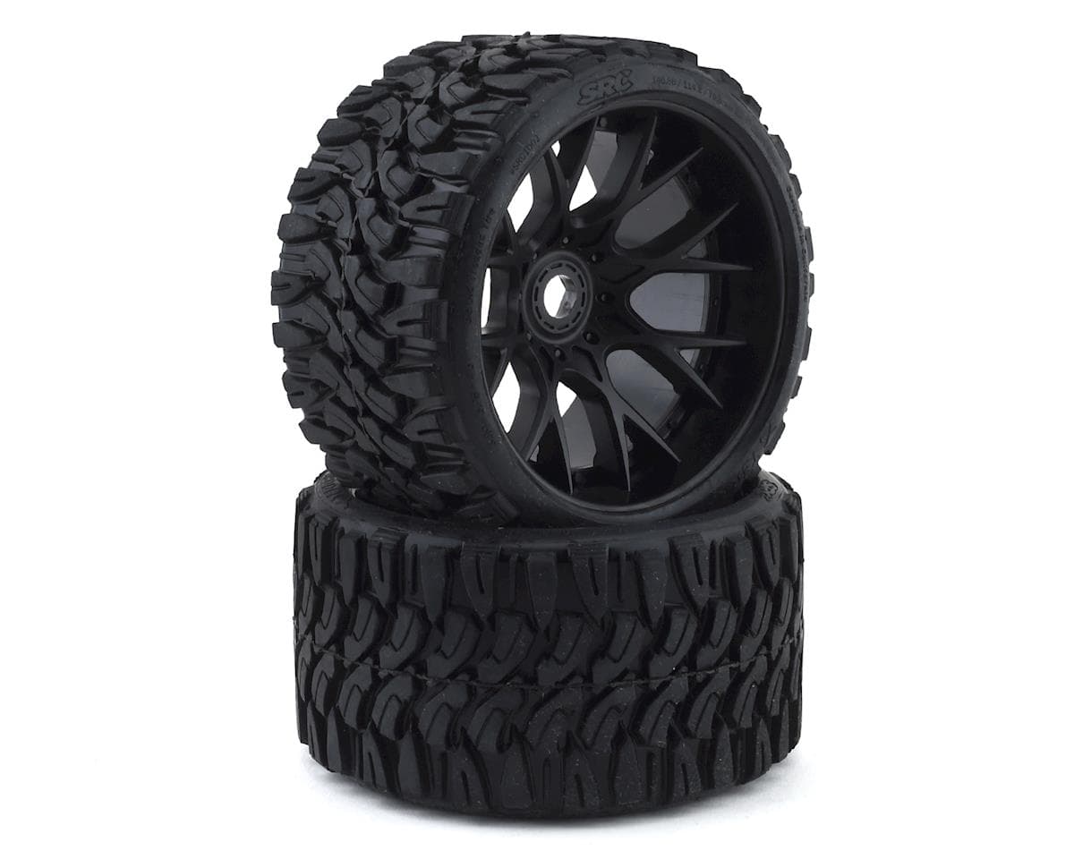 Sweep Terrain Crusher Belted Pre-Mounted Monster Truck Tires (Black) (2) (1/2 Offset) w/17mm Hex