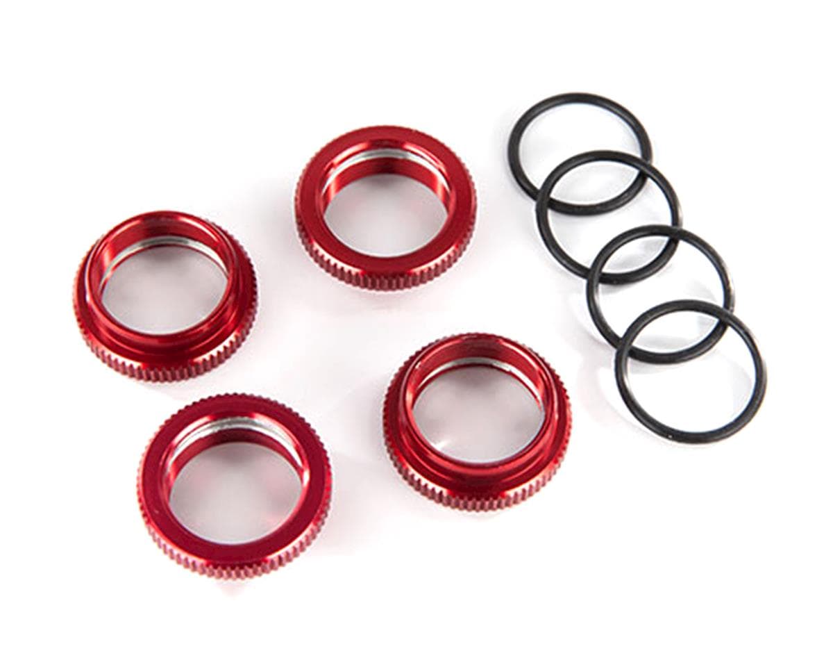 Traxxas GT-Maxx Aluminum Spring Retainer (Red) (4)
