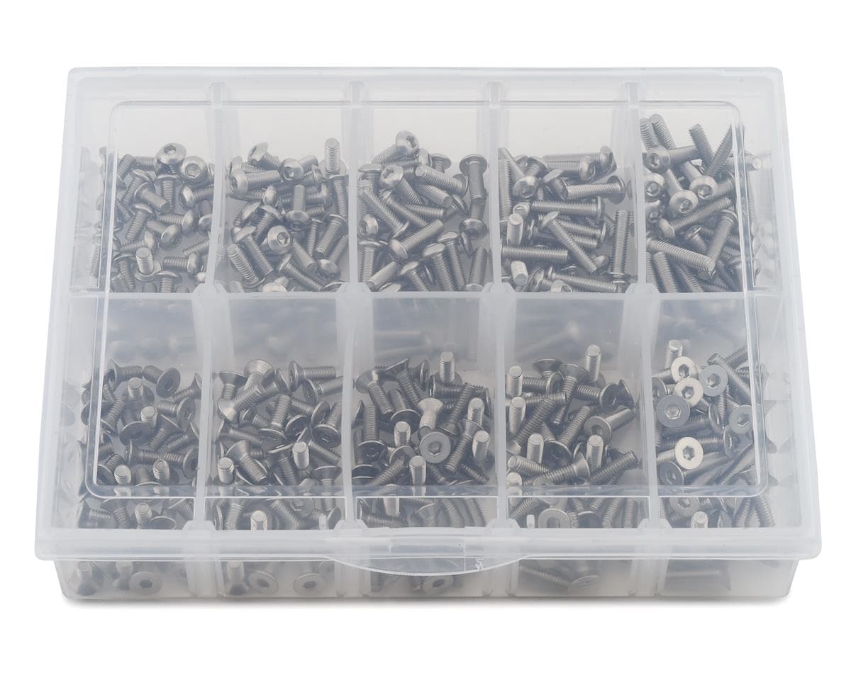 Samix Stainless Steel M3 Screw Set w/Storage Box (Silver) (350) (Flat Head/Button Head)