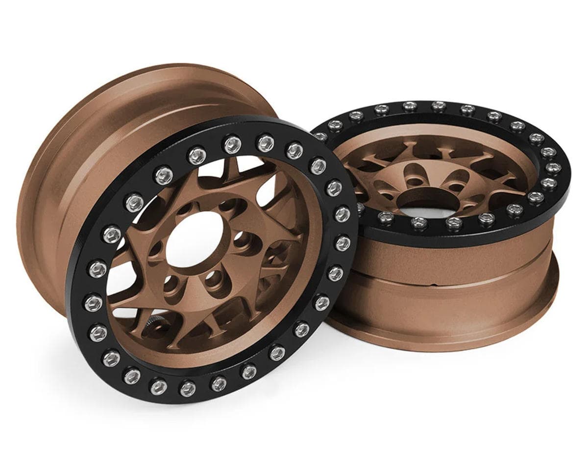 Vanquish Products 1.9" KMC XD127 Bully CNC Aluminum Crawler Beadlock Wheels (Bronze) (2)