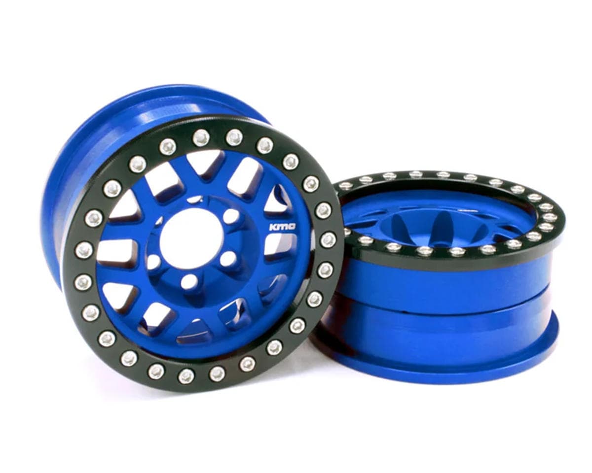 Vanquish Products 1.9" KMC XD229 Machete V2 CNC Aluminum Crawler Beadlock Wheels (Blue) (2)
