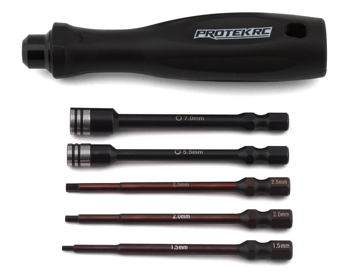 ProTek RC "TruTorque" 5-Piece 1/4" Drive Hex & Nut Driver Set (1.5, 2.0, 2.5mm Hex & 5.5, 7mm Nut Driver)