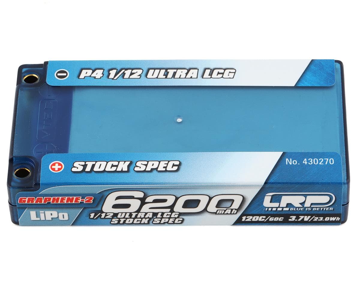 LRP P4 1S 120C Ultra LCG Graphene-2 LiPo Battery (3.7V/6200mAh) w/4mm Connectors (ROAR/EFRA Approved)
