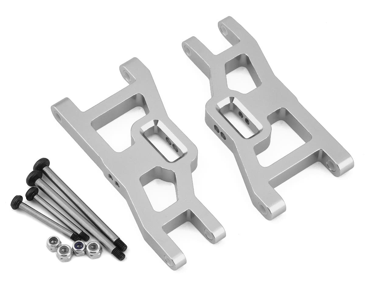 ST Racing Concepts Aluminum Heavy Duty Front Suspension Arms for Traxxas Slash w/Locknut Hinge Pins (2) (Silver)