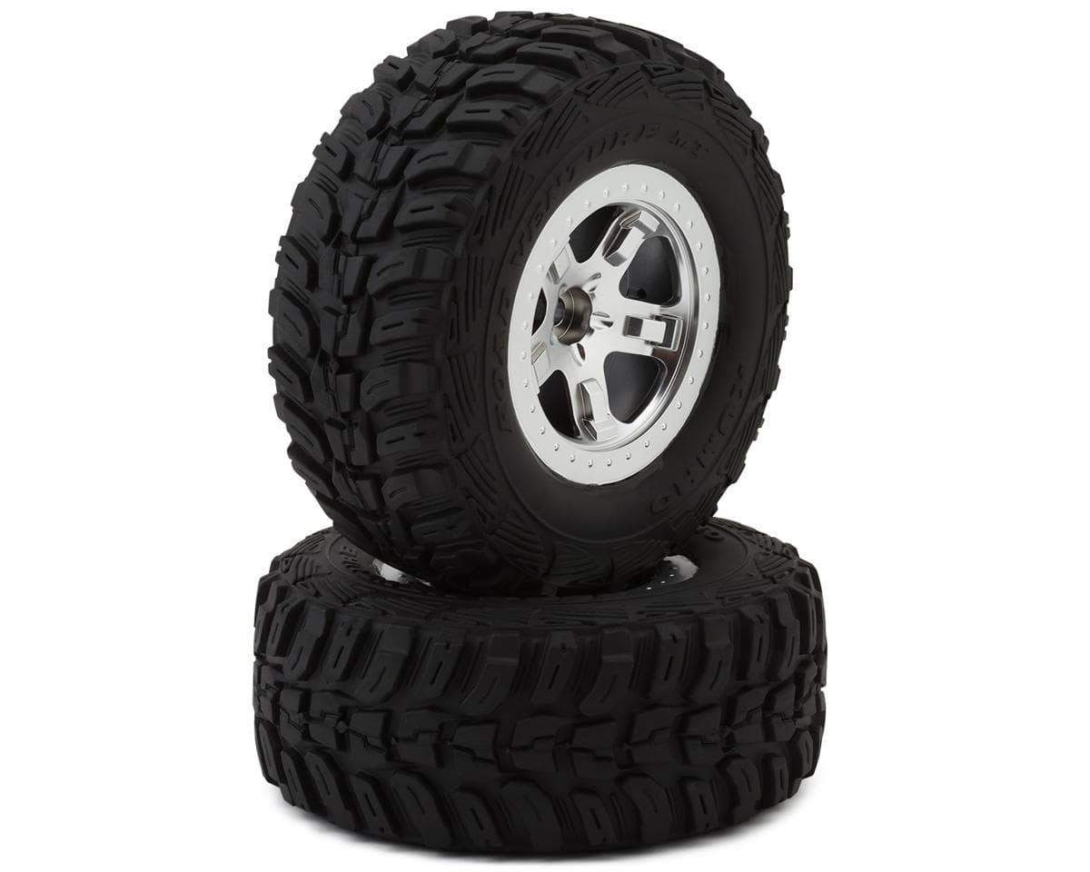 Traxxas Kumho Venture MT Tire w/SCT Front Wheels (Standard) (Black/Satin Chrome) (2) w/12mm Hex