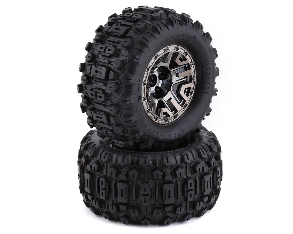 Traxxas Sledgehammer 2.8" Pre-Mounted Tires (2) (Black Chrome)