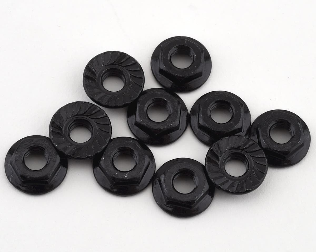 Team Associated 4mm Low Profile Serrated Steel Wheel Nuts (Black) (10)