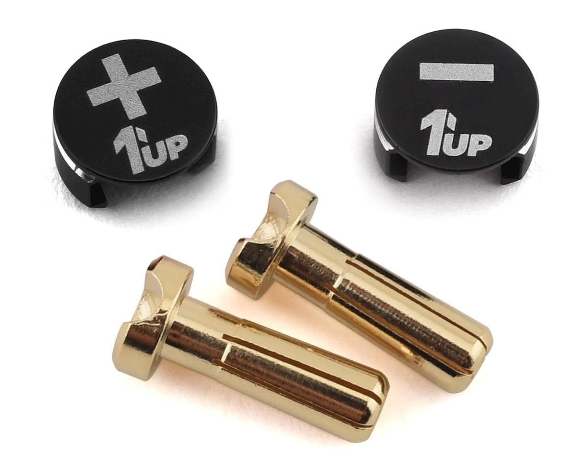 1UP Racing LowPro Bullet Plug Grips w/4mm Bullets (Black/Black)