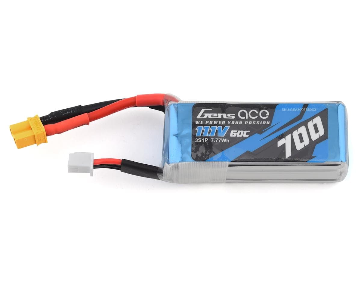 Gens Ace 3s LiPo Battery 60C (11.1V/700mAh) (OMP M2/Logo 200) w/XT-30 Connector