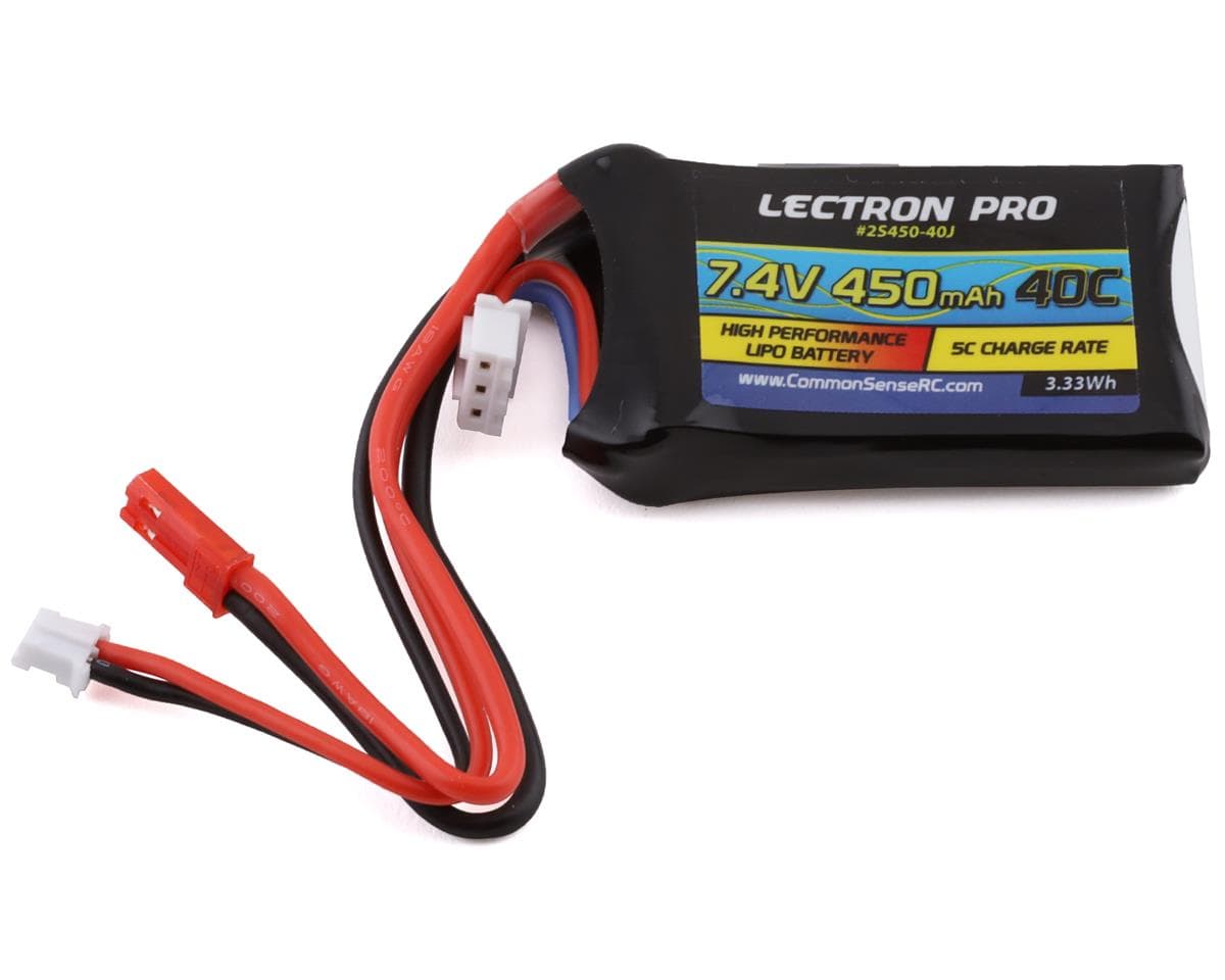 Common Sense RC Lectron Pro 2S Li-Po Battery Pack 40C (7.4V/450mAh) w/JST & PH2.0 Connection