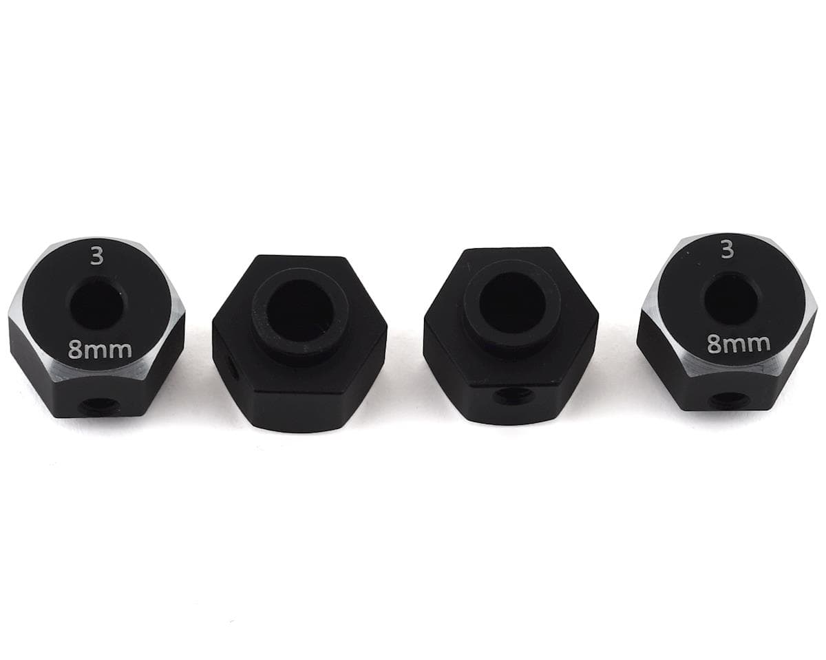 Samix SCX10 III/Capra Aluminum Hex Adapter (Black) (4) (8mm)