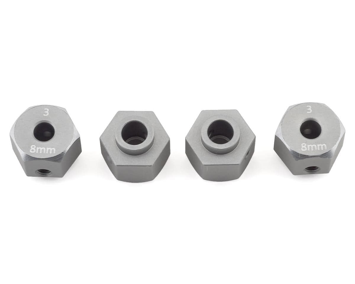 Samix SCX10 III/Capra Aluminum Hex Adapter (Silver) (4) (8mm)