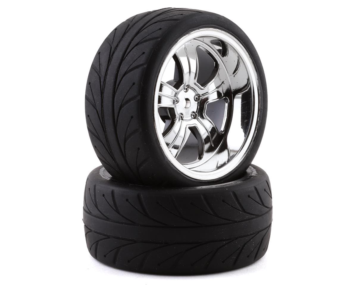 Losi 54x30mm Pre-Mounted Rear Tires w/5-Spoke Wheels (Chrome) (2)