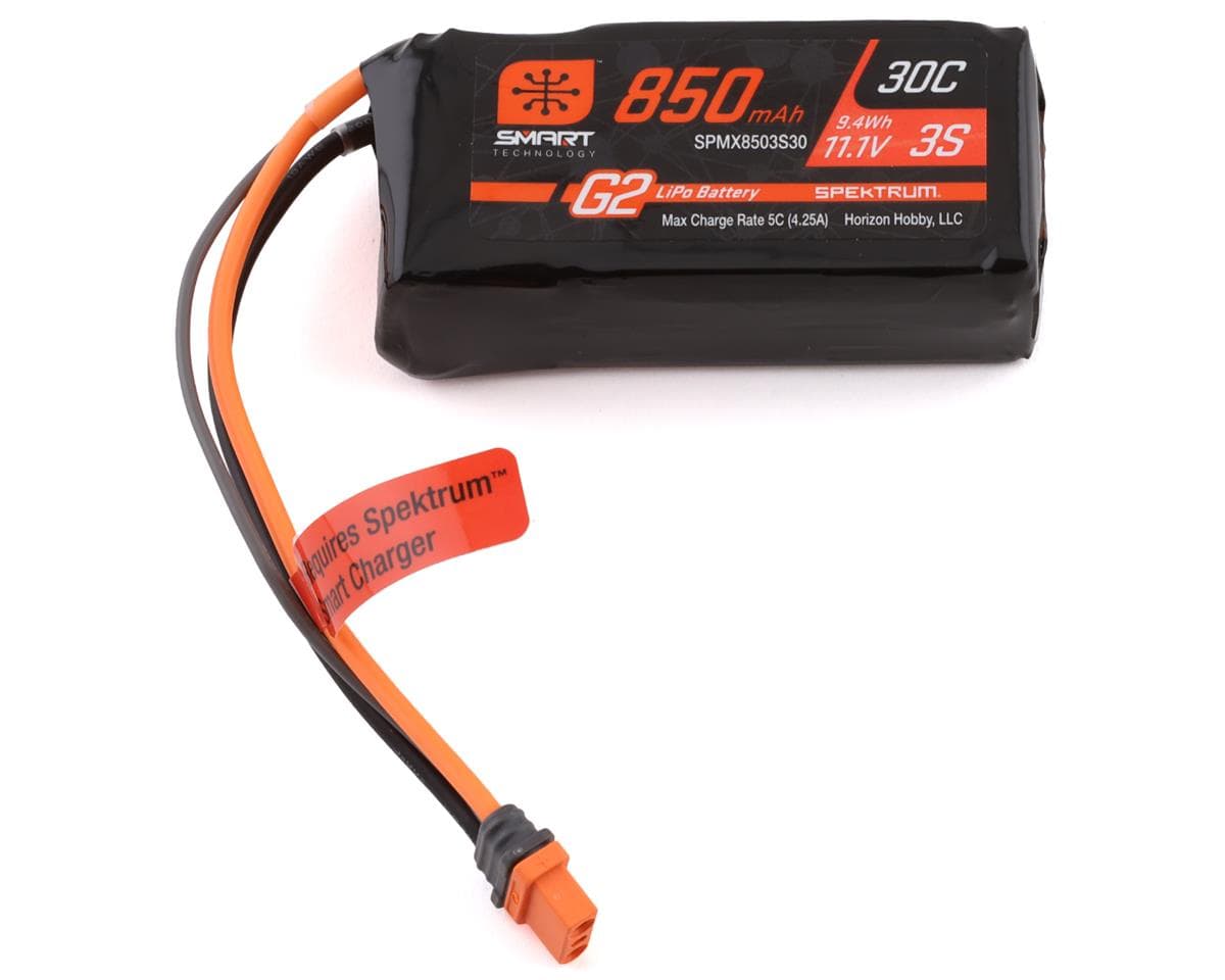 Spektrum RC 3S Smart G2 LiPo 30C Battery Pack (11.1V/850mAh) w/IC2 Connector