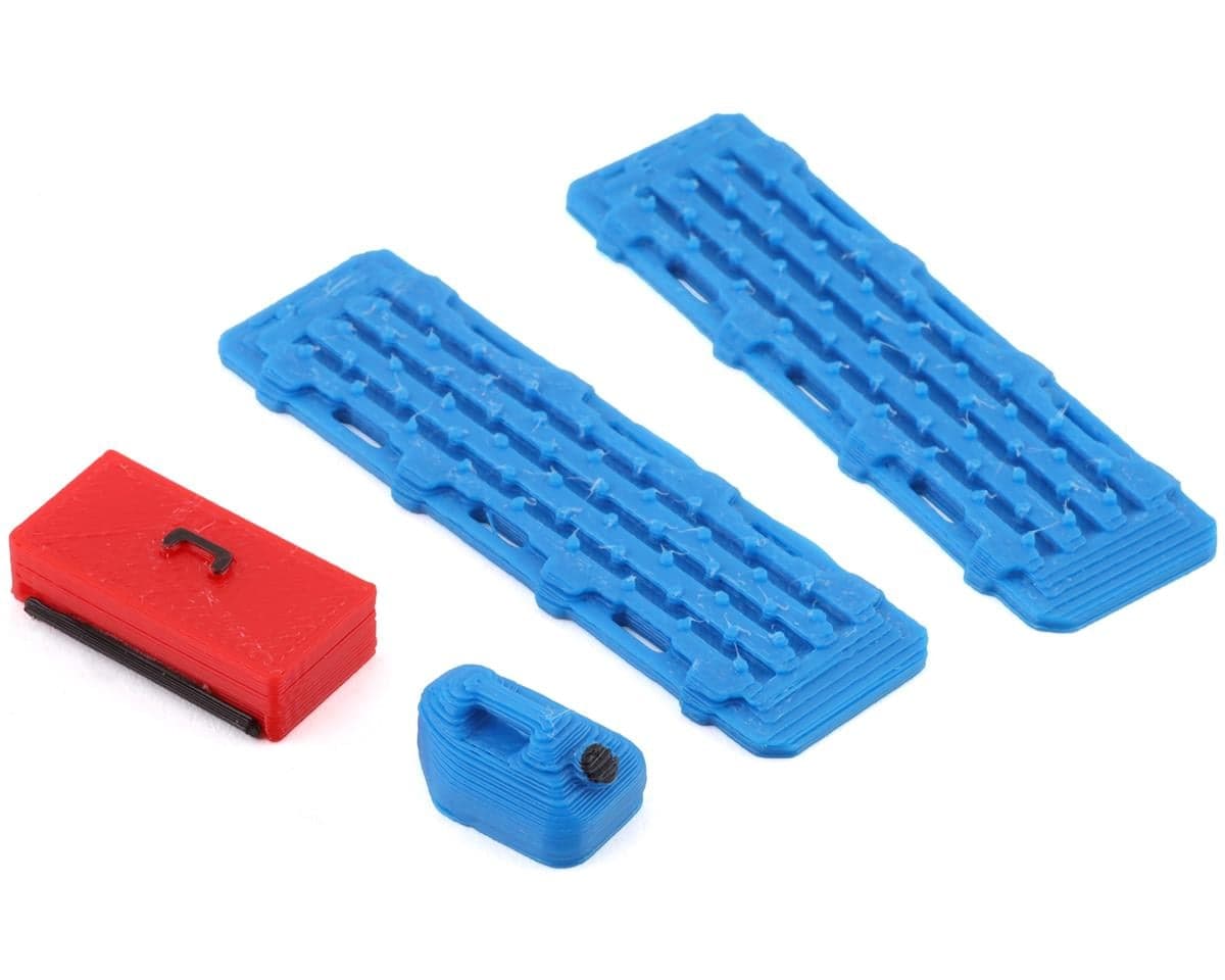 Scale By Chris 1/24 Scale Half Depth Combo Pack 3 w/Red Tool Box, Blue 5gal Jug, Blue Sand Ramps
