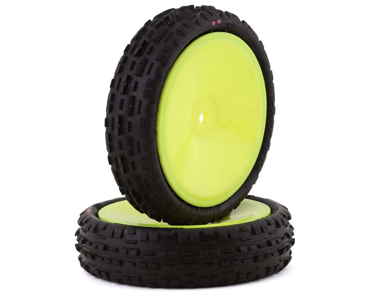 JConcepts Swaggers 2.2" Pre-Mounted 2WD Front Buggy Carpet Tires (Yellow) (2) w/12mm Hex (Pink)