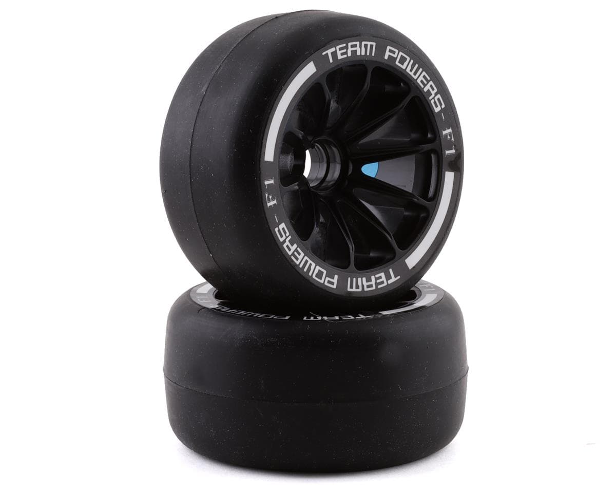 Team Powers F1 Pre-Mounted Front Rubber Tires (Black) (2) (34R)