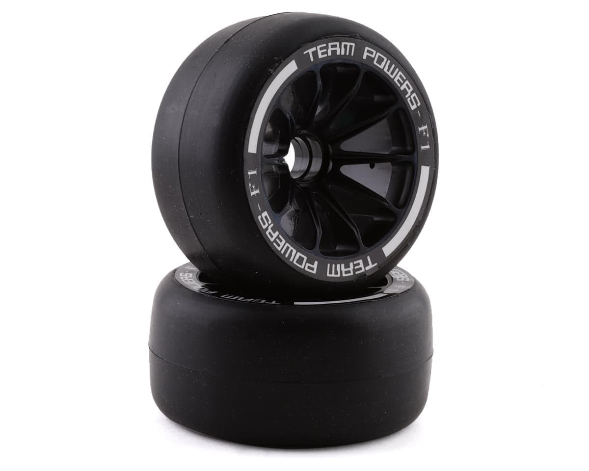 Team Powers F1 Pre-Mounted Front Rubber Tires (Black) (2) (38R)