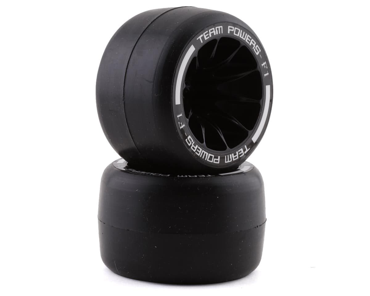 Team Powers F1 Pre-Mounted Rear Rubber Tires (Black) (2) (36R)