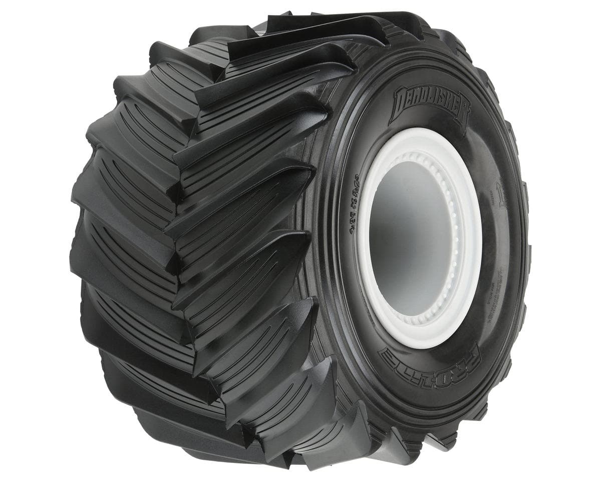 Pro-Line Demolisher 2.6/3.5" Pre-Mounted Monster Truck Tires (Grey) (2) w/12mm & 17mm Removable Hexs