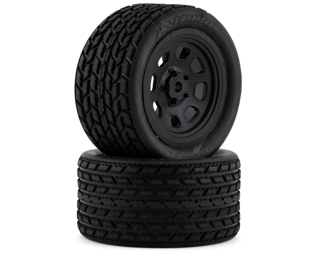 Team Associated SR10 Pre-Mounted Street Stock Tires w/Rear Wheels (2)