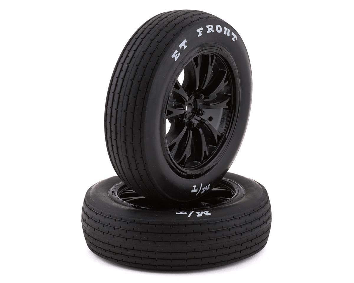 Traxxas Drag Slash Front Pre-Mounted Tires (Gloss Black) (2) w/Weld Wheels & 12mm Hex