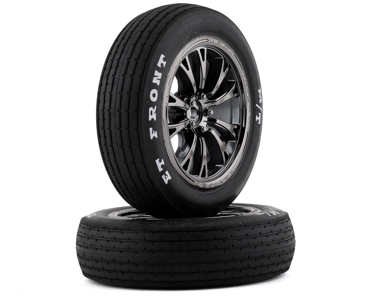 Traxxas Drag Slash Front Pre-Mounted Tires (Black Chrome) (2) w/Weld Wheels & 12mm Hex