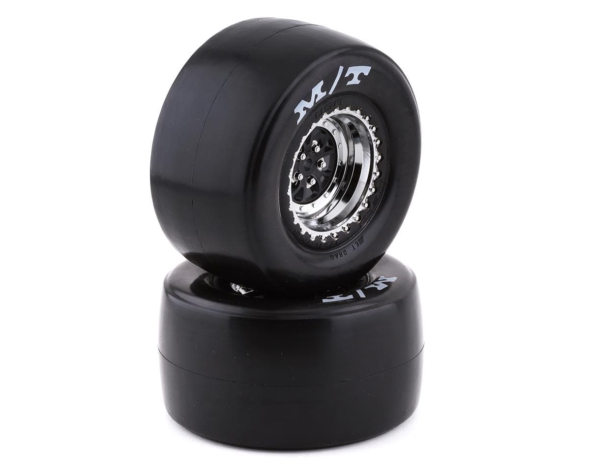 Traxxas Drag Slash Rear Pre-Mounted Tires (Black/Chrome) (2) w/Weld Wheels & 12mm Hex