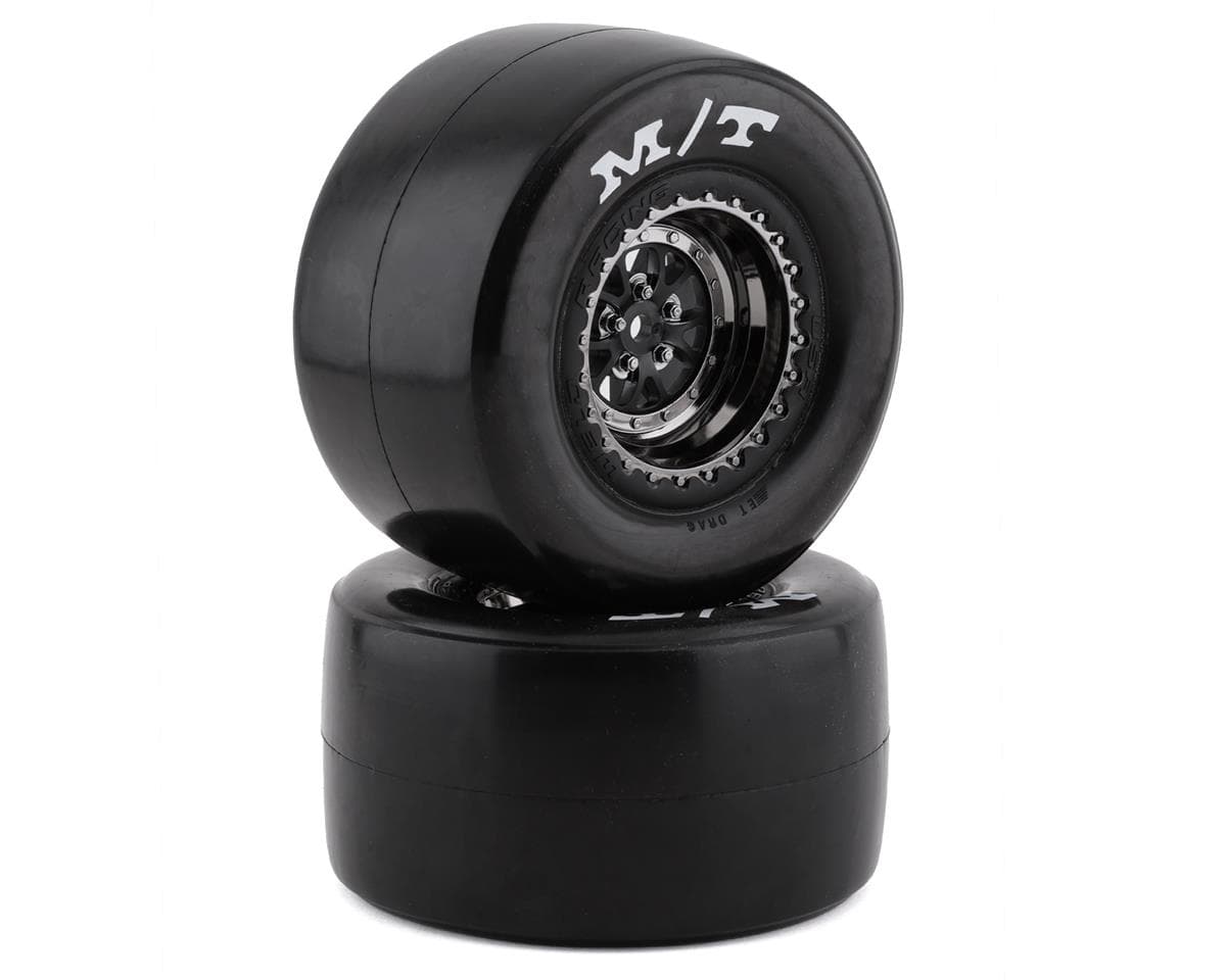 Traxxas Drag Slash Rear Pre-Mounted Tires & Weld Wheels (Black Chrome) (2)