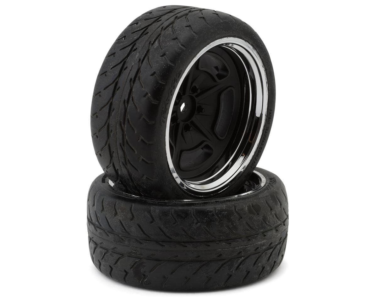 Traxxas 4-Tec 3.0 2.1" Response Rear Pre-Mounted Tires (X-Wide) w/Hot Rod Wheels (Chrome/Black) (2)