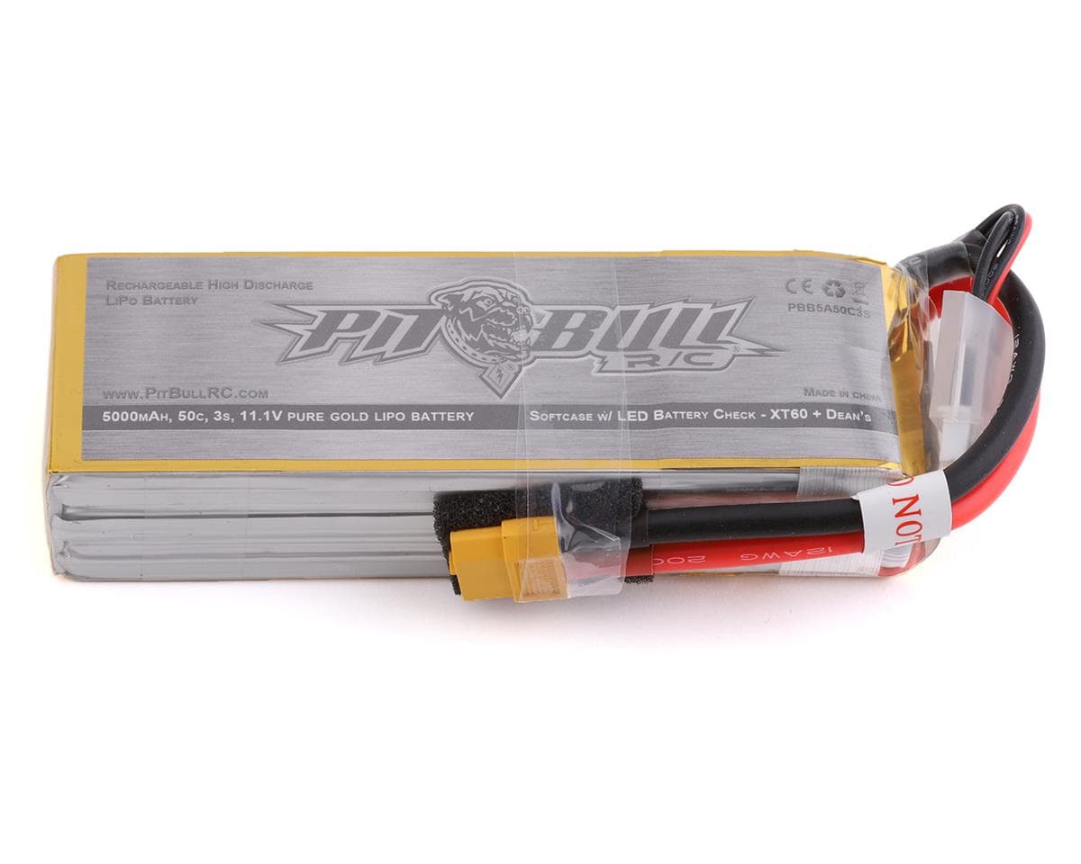 Pit Bull Tires Pure Gold 3S 50C Softcase LiPo Battery (11.1V/5000mAh) w/Battery Life Indicator & XT60 Connector