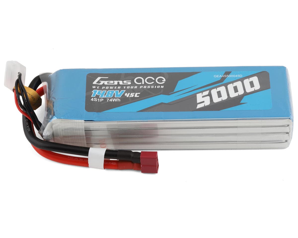 Gens Ace 4S LiPo Battery 45C (14.8V/5000mAh) w/Deans Connector