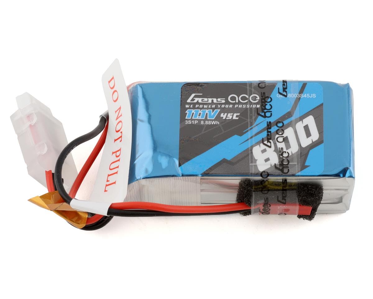 Gens Ace 3S LiPo Battery 45C (11.1V/800mAh) w/JST Connector