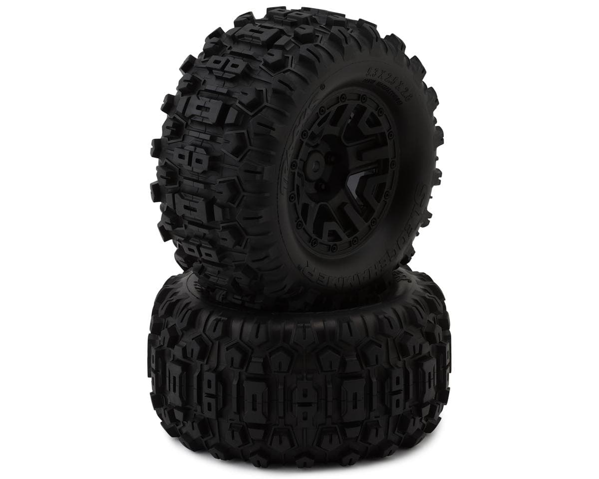Traxxas Sledgehammer 2.8" Rear Pre-Mounted 1/10 Monster Truck Tires (Black) (2) w/12mm Hex