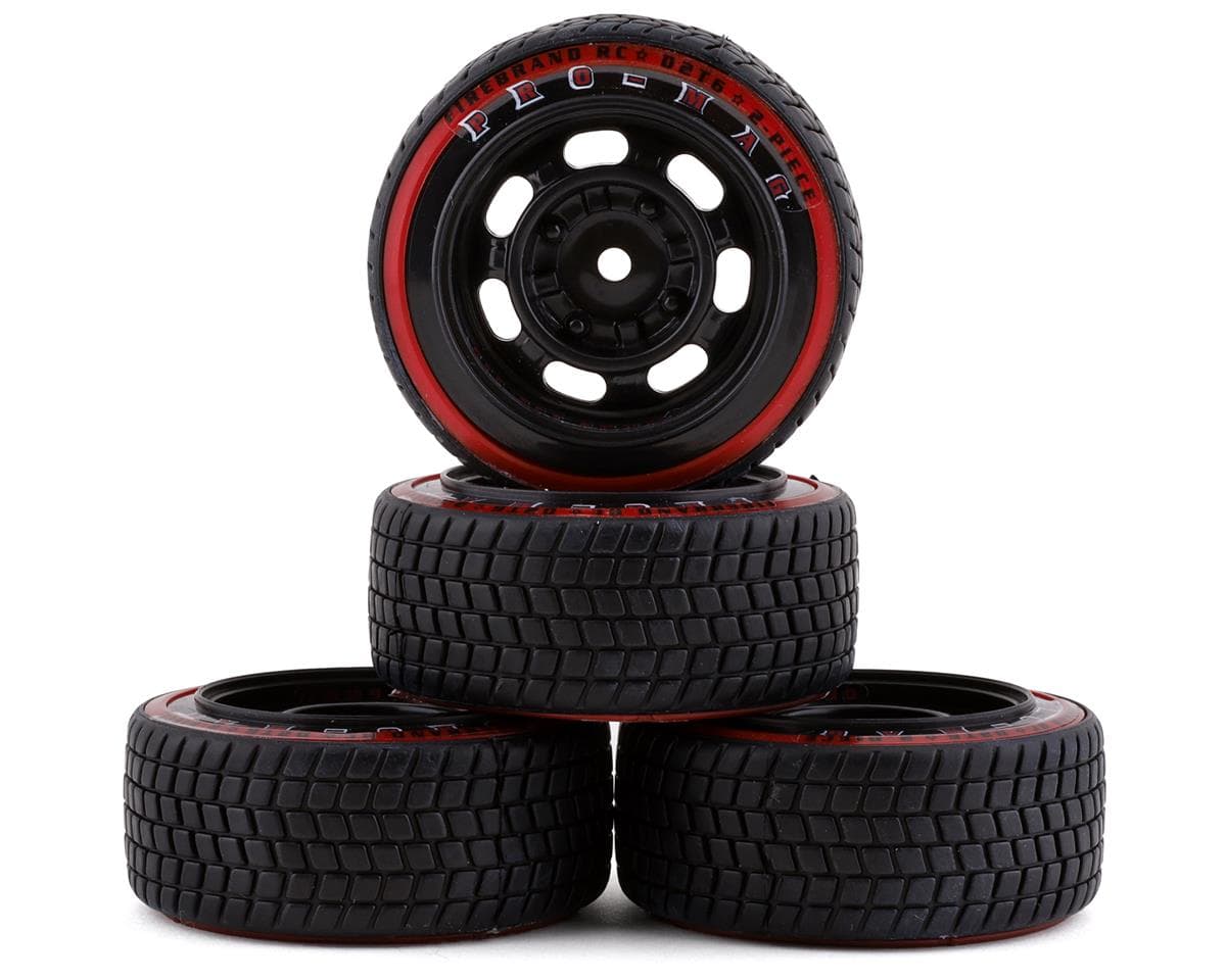 Firebrand RC Promag 15-D2T Pre-Mounted Drift Tires (Red) (4) w/D2T Tires, 12mm Hex & 6mm Offset