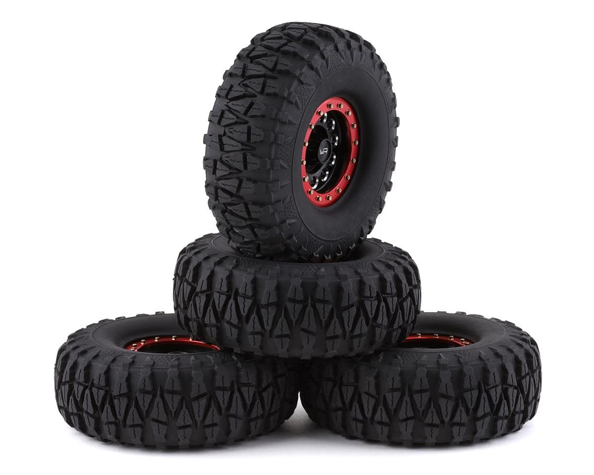 Yeah Racing Claw 1.9" Pre-Mounted Tires w/Aluminum Beadlock Wheels (Black) (4) w/12mm Hex