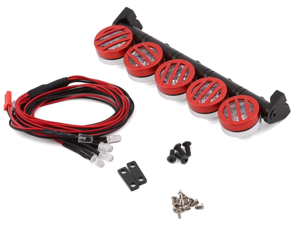 Yeah Racing 125mm Aluminum LED Light Bar w/5 Light Pods (Red)