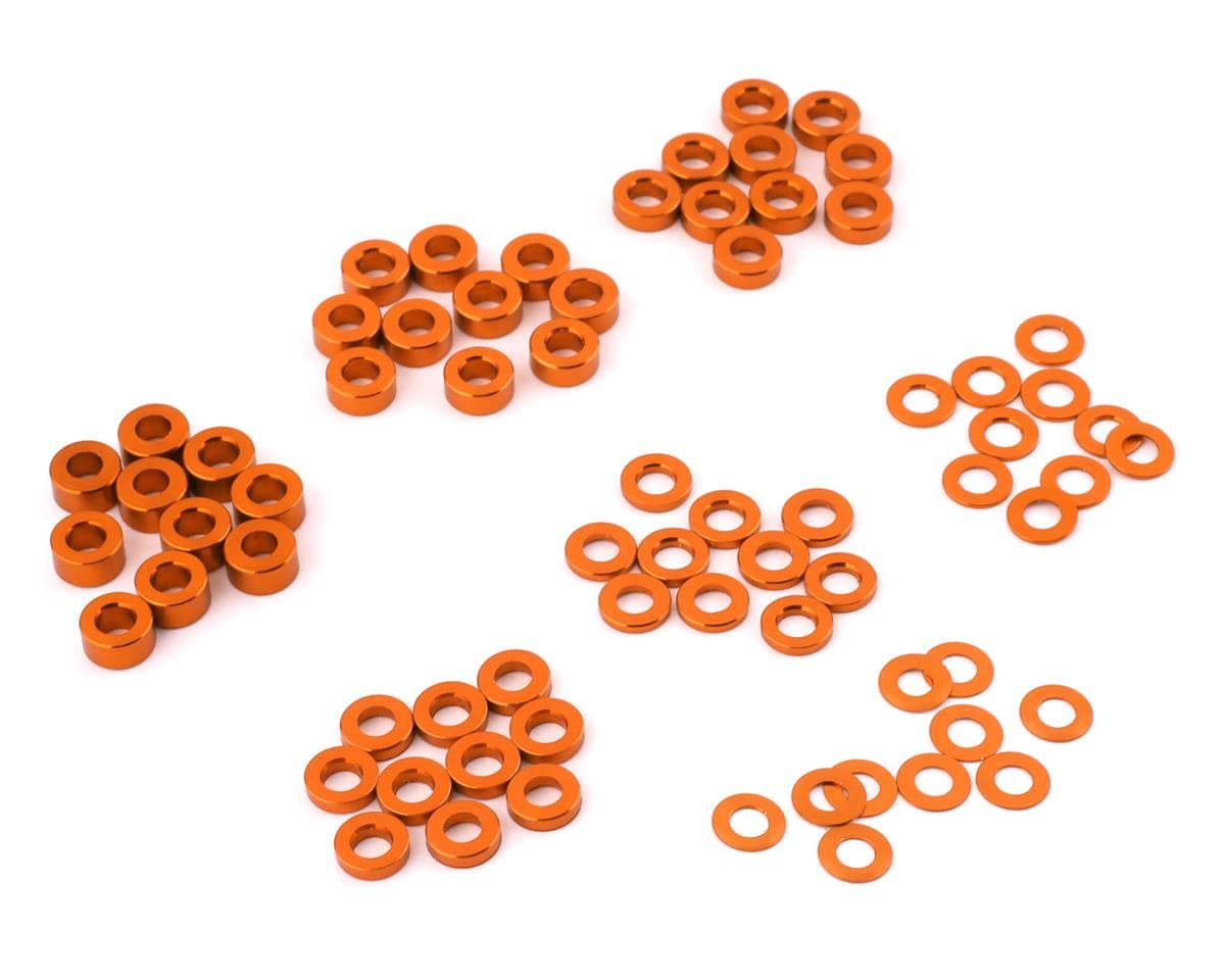 Yeah Racing 3x0.25/0.5/1.5/2/2.5/3mm Flat Washer Set (Orange) (70)
