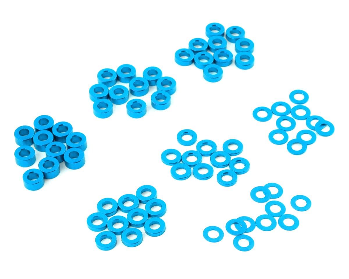 Yeah Racing 3x0.25/0.5/1.5/2/2.5/3mm Flat Washer Set (Blue) (70)