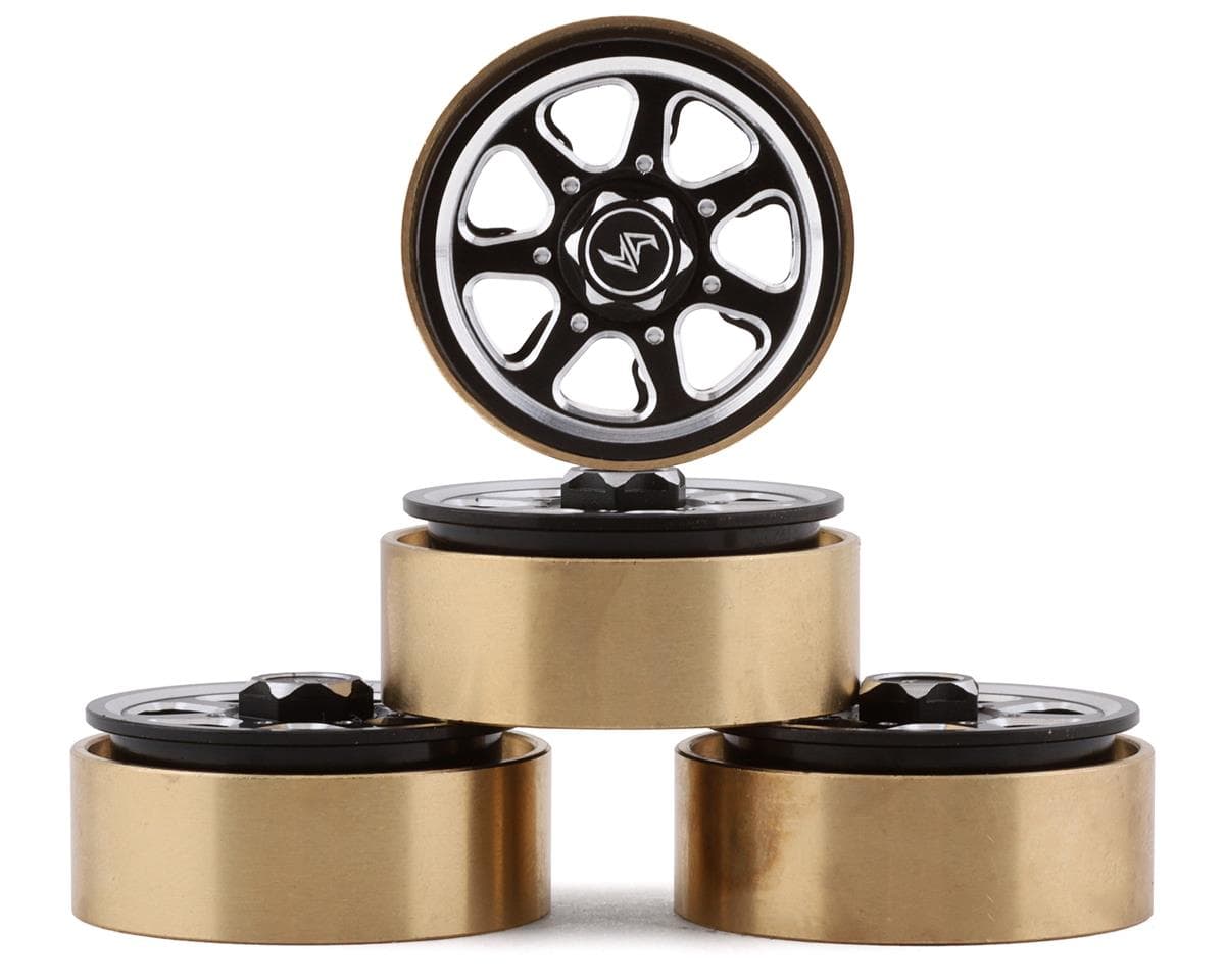 Samix SCX24 Aluminum & Brass 1.0" Beadlock Wheel Set w/Scale Hubs (Black) (4) (20.5g)
