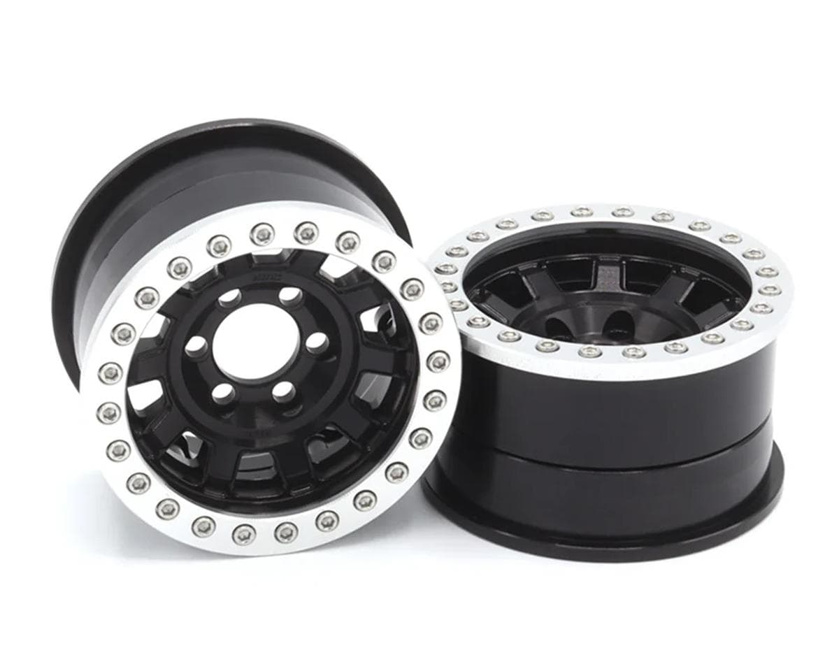 Vanquish Products 1.9" KMC KM236 Tank CNC Aluminum Crawler Beadlock Wheels (Black) (2)