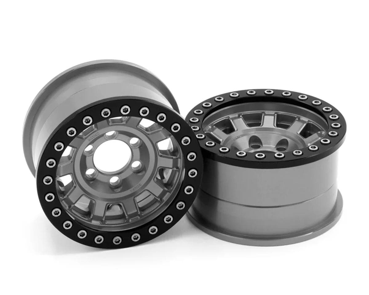 Vanquish Products 1.9" KMC KM236 Tank CNC Aluminum Crawler Beadlock Wheels (Grey) (2)