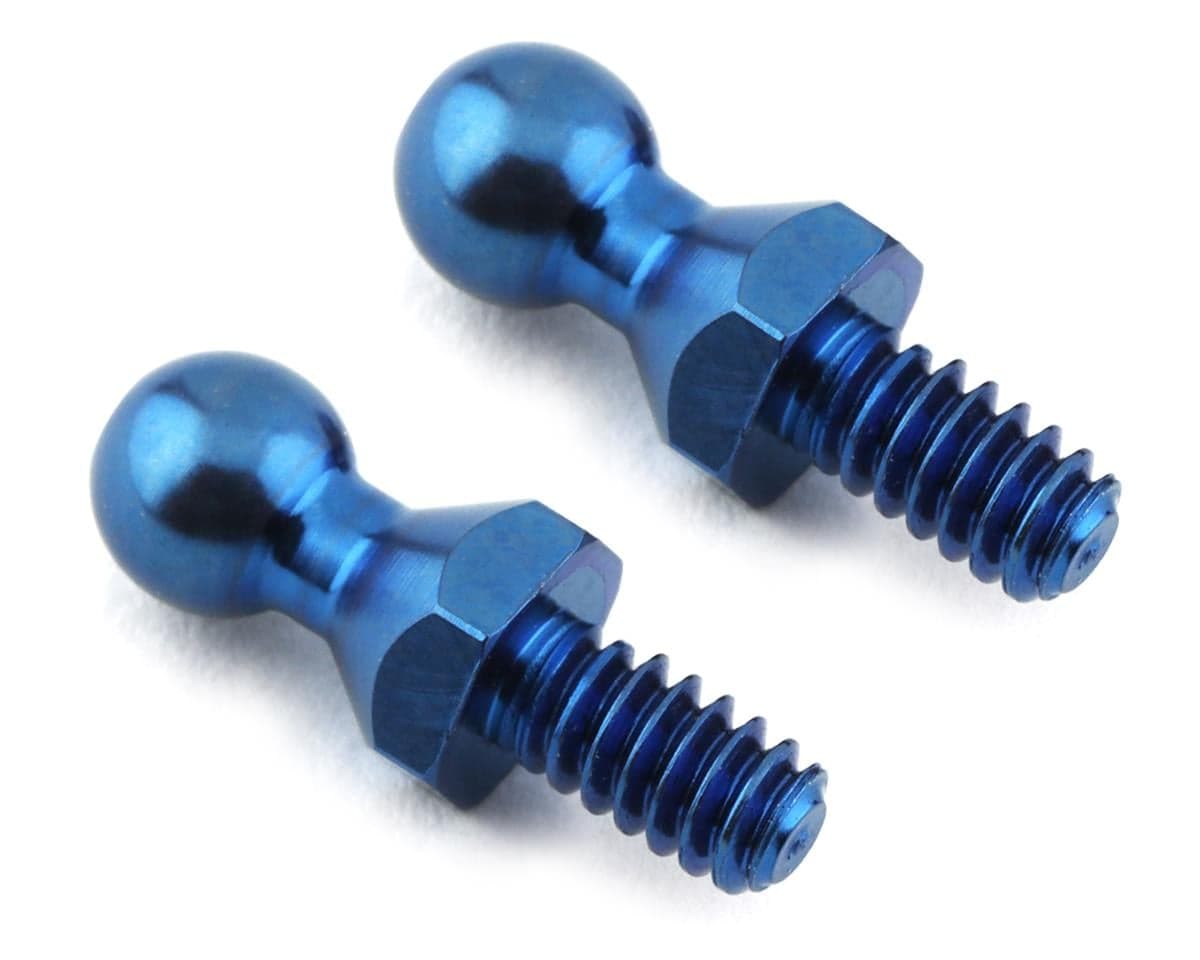 Custom Works Titanium Hex Ball Stud (Blue) (2) (Short)