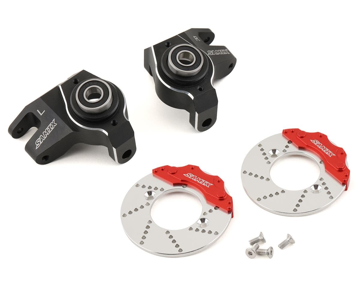 Samix SCX-6 7075 Aluminum Steering Knuckle Set w/Brake Rotor (Black)