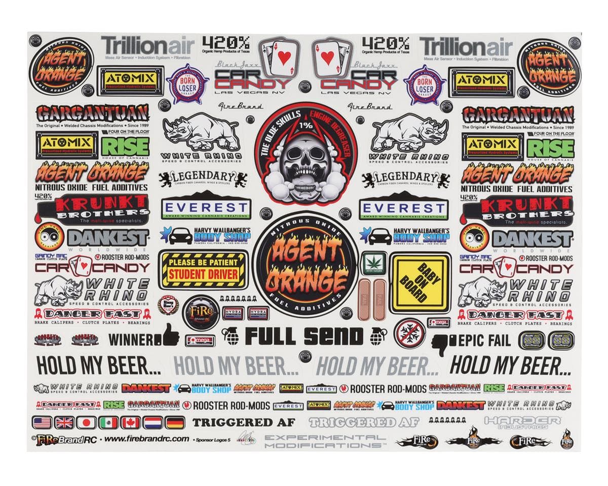 Firebrand RC Sponsor Logos 5 Decal Set (8.5x11")