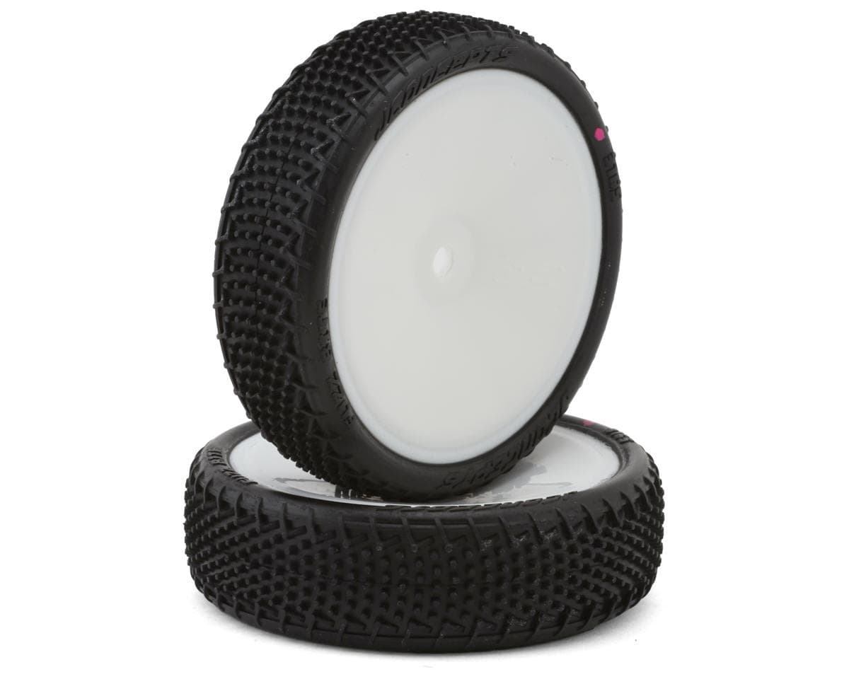 JConcepts Fuzz Bite LP 2.2" Pre-Mounted 2WD Front Buggy Carpet Tires (White) (2) w/12mm Hex (Pink)