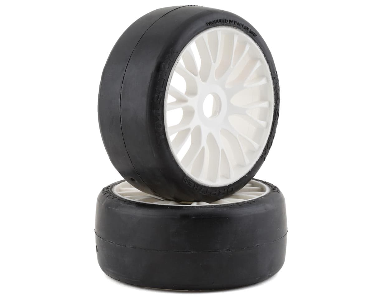 GRP Tires GT - TO4 Slick Belted Pre-Mounted 1/8 Buggy Tires (White) (2) (XB3) w/RIGID Wheel